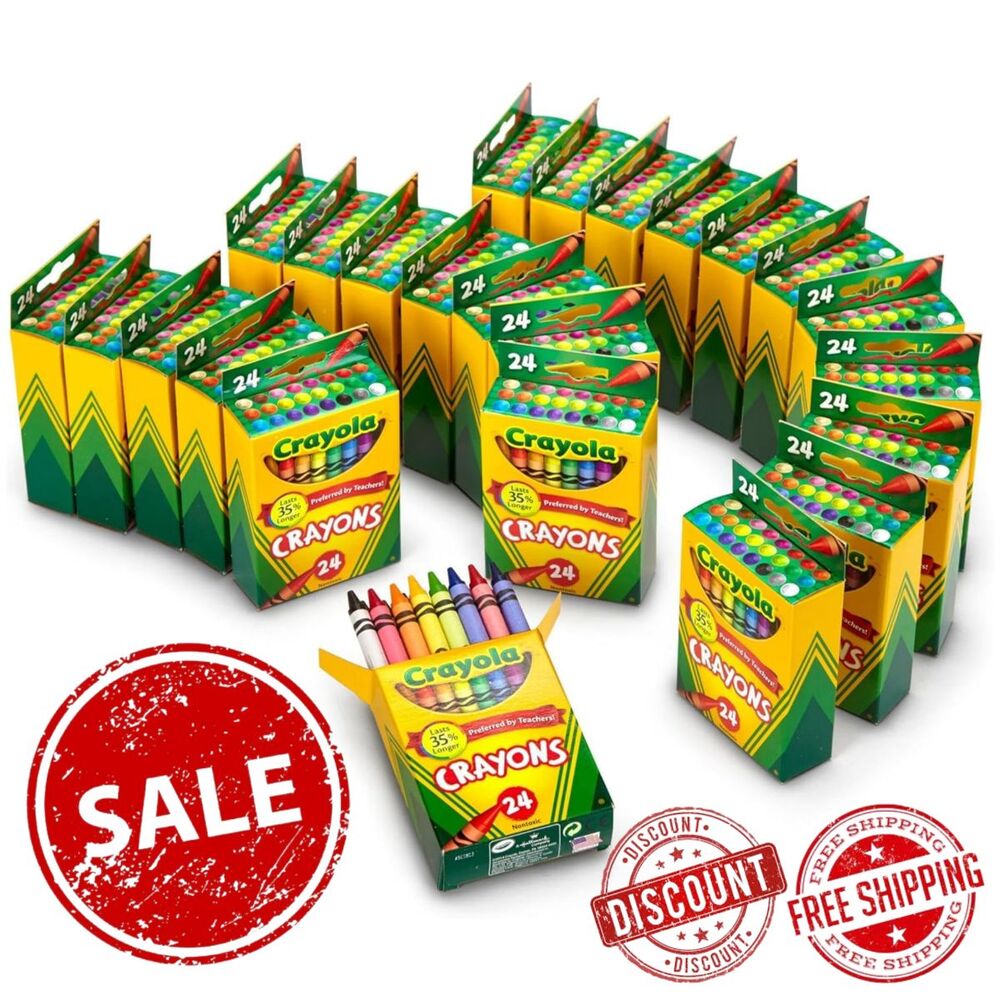 Crayola Crayons Bulk (24 Packs), Coloring Book Supplies, Presharpened Crayons fo